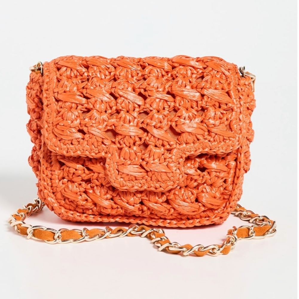 Caterina Bertini woven raffia straw orange bag